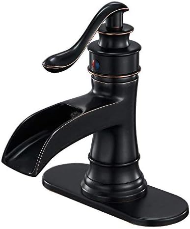 Mitigeur de salle de bains cascade noire avec plaque de recouvrement