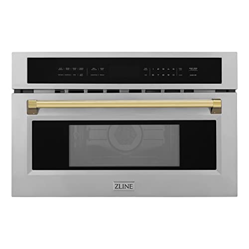 ZLINE Autograph Edition 30” 1.6 cu ft. Built-in Convection Microwave Oven in Stainless Steel and Gold Accents