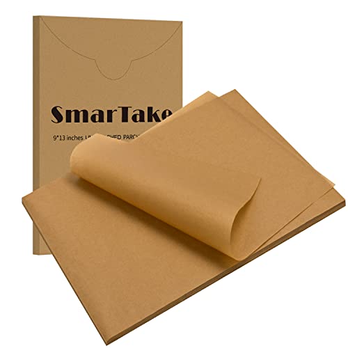 Smartake 200 Pcs Parchment Paper Baking Sheets, 9X13 Inches Non-Stick Precut Baking Parchment, For Baking Grilling Air Fryer Steaming Bread Cup Cake Cookie And More (Unbleached) #TOP7