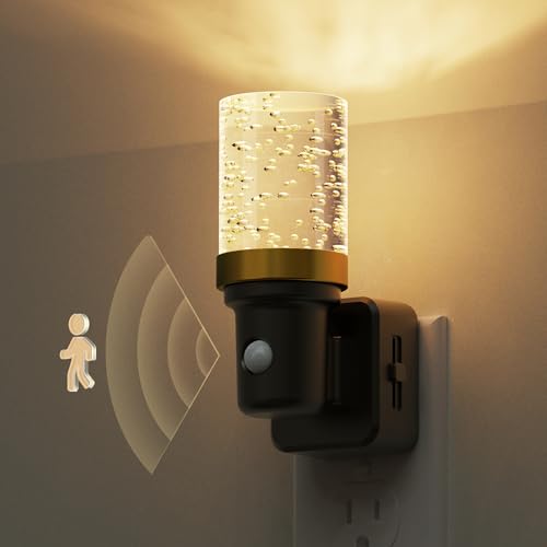 Image of L LOHAS LED Motion Sensor Night Light, Motion Activated Night Lights Plug into Wall, 0-100LM Dimmable Nightlight, 180Rotatable Plug in Night Light, 1W LED Bubble Nightlights for Bathroom Adults