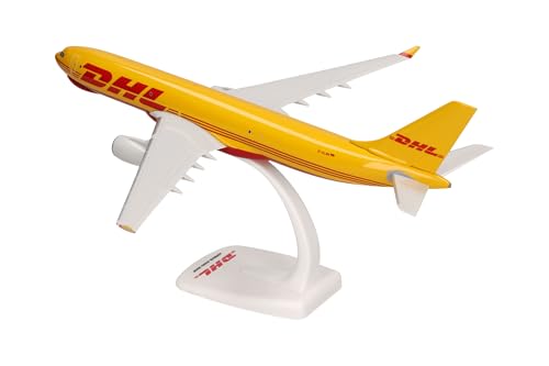 Herpa Snap-Fit Modellflugzeug Airbus A330-200F DHL Aviation (European Air Transport) Miniatur im Maßstab 1:200, Sammlerstück, Modell mit Standfuß, Kunststoff