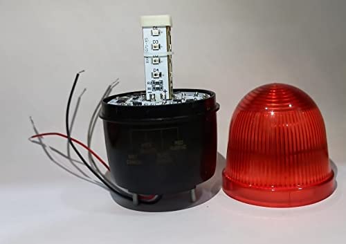 Image of POWER ABS Revolving Industrial Tower Beacon Light AC 110V /220V and DC 12V /24V Buzzer Circular Siren LED Warning Light (Red, 8.7 x 15 cm) (LTE-2071J)