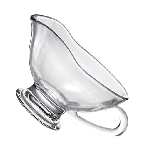 WEKADRIN Salsiera in Vetro Trasparente 210 Ml Beccuccio Antigoccia e Manico Ergonomico Per Uso Domestico e Ristorazione, Tazza Per Salsa e Barca Per Condimenti Per Cucina Quotidiana