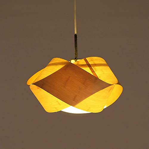 Lustre suspension en bambou naturel E27 réglable pour salon