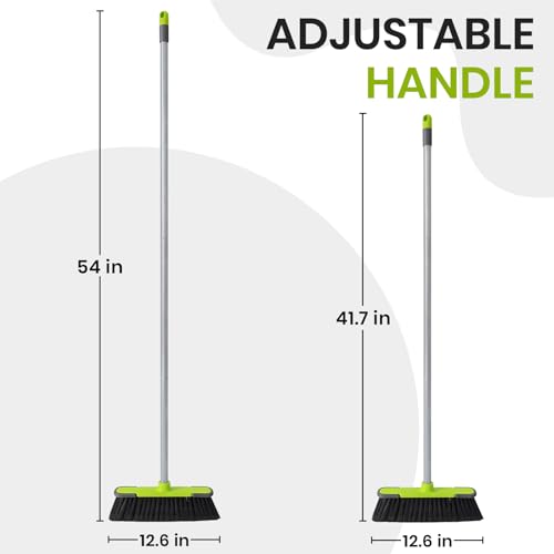 Grüner Zimmerbesen, 137,2 cm langer Griff, Hausbesen für Bodenreinigung, Kehrbesen für Küche, Garage, Lobby, Terrasse und Garten – Bild 3