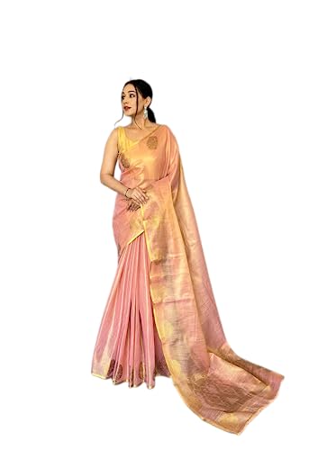 Image of Panzora Women's Tissue Silk Jacquard Weaving Saree With Unstitched Blouse Piece