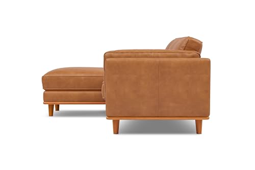 Image of Valencia Artisan Full Leather Sofa - Pure Full Italian Nappa Leather Couch, Solid Wood Accent, Ultimate Comfort (Cognac, Left Chaise Sectional)