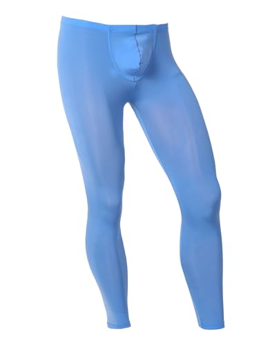 FEESHOW Mens Silk Pouch Underwear Lingerie Home Long Pants Tights