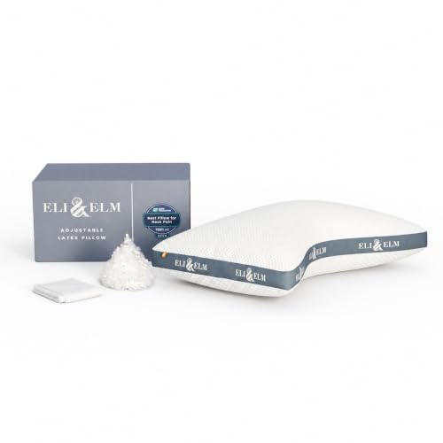 Eli & Elm Best Ergonomic Side Sleeper Pillow for Neck Pain. Supportive Cooling Latex Fill. U-Shape Contoured Design. King & Queen Size (Queen (U.S. Standard), with Pillow Case)