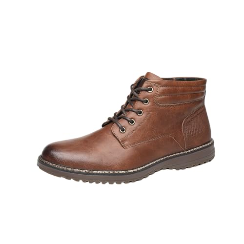 Men’s Faux Leather Lace-Up Boots – Casual & Business Ankle Boots, Non-Slip Sole, Comfortable Winter Shoes for Work, Travel & Daily Wear