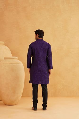 Sojanya (Since 1958 Men'S Silk Blend Kurta & Black Churidar Pyjama Set4