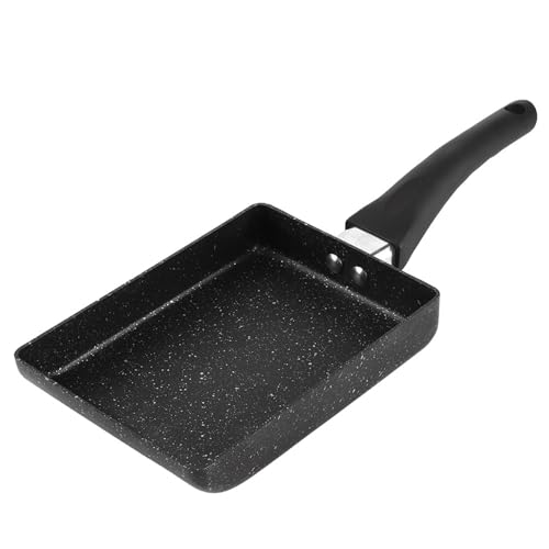 Bewinner Sartén Tamagoyaki Sartén Rectangular Antiadherente para Tortilla con de Plástico, Revestimiento de Piedra y Anillo Concentrador de Energía para Crepes, Huevos, Sándwiches