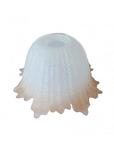 Generico Coppa in vetro ricambio per lampadario, plafoniera, lampada da parete attacco piccolo E14 scavo liscio bianco con sfumatura ambra coll. edera ambra
