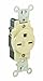 Leviton 5089-I Single Receptacle Commercial Grade 6-15R 15A 250V B&S Wired - Ivory (Pkg of 10)