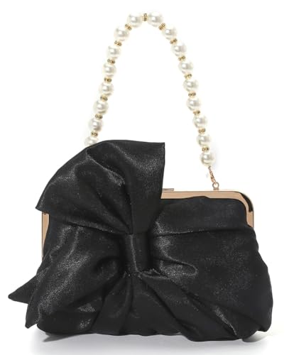 Image of Silk Bow Clutch Purses for Women Cute Pearl Evening Handbag Chic Trendy Evening Clutch Bag for Party Prom Wedding 2025