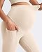 G4Free Maternity Leggings with Pockets Yoga Tight Fit Over The Bump Pregnancy Workout Crop Capri Pants Athletic(Light Khaki,M)
