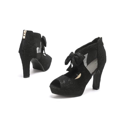 Image of GATUXUS Open Toe Women Platform High Heel Shoes Bows Strappy Sandals
