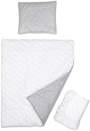 3 piece set Duvet Cover Pillowcase and Fitted Sheet for Swinging 90x40 cm Baby Crib Cradle (Stars Blue)