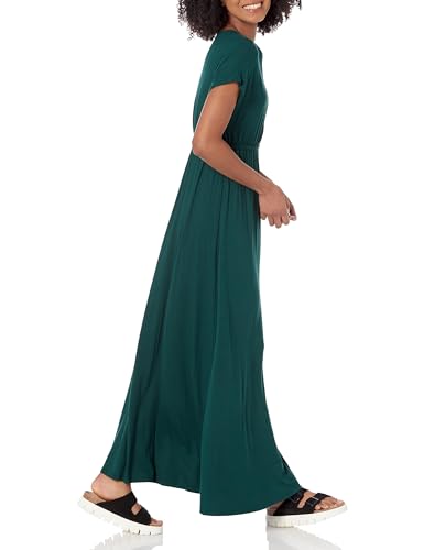 Image of Amazon Essentials Women's V Neck Short Sleeve Waisted Maxi Dress (Available in Plus Size)