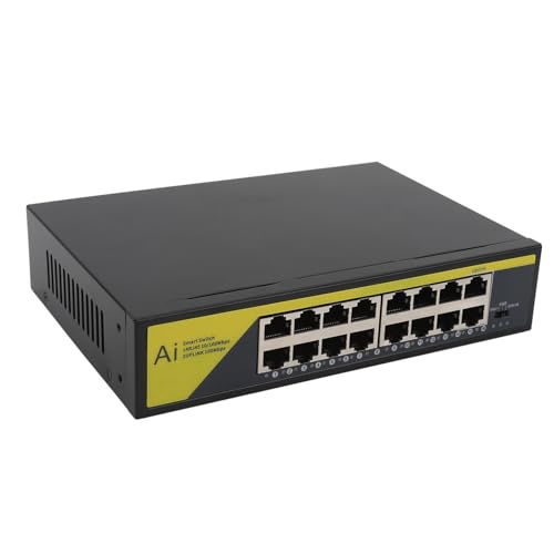 Gavigain 200W Switch PoE de 16 Puertos, 30W por Puerto, Modo de Extensión de Larga Distancia, Refrigeración Silenciosa sin Ventilador para Cámaras, Puntos de Acceso y Sistemas Telefónicos para Hogar y Negocios miniatura 7