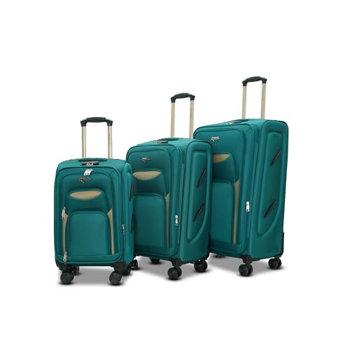 Image of AMERICAN TRAVELLER Embossed Trolley Bags | Travel Suitcase Luggage | Cabin, Medium, Large, 18% Expandable, 360 Dual Disc Spinner Wheels, Lock & Telescopic Handle