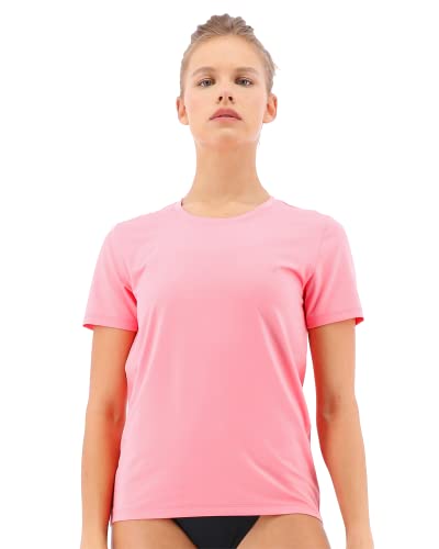 TYR Camiseta de Manga Corta con Factor de protección Solar 50, Rojo Coral, XL para Mujer