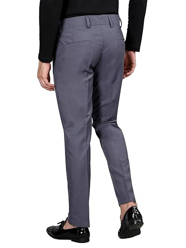 Image of CHKOKKO Men Mid Rise Slim Fit Solid Regular Trouser