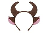 C-ZOFEK Women' Cosplay Brown Cow Horns Headband Halloween Devil Headwear Cute Headpiece Kawaii Headdress Anime Accessories Great Gift