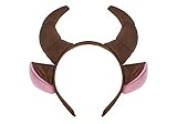 C-ZOFEK Women' Cosplay Brown Cow Horns Headband Halloween Devil Headwear Cute Headpiece Kawaii Headdress Anime Accessories Great Gift