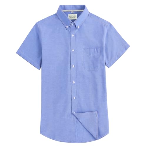 Men's Oxford Dress Shirt Short Sleeve Button Down Shirts Business Casual with Chest Pocket for Gifts