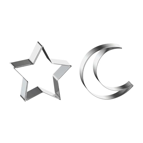 Lot de 2 emporte-pièces en forme d'étoile et de lune en acier inoxydable pour fête prénatale