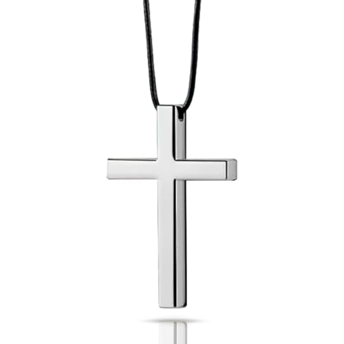 Cross Hanging Ornaments for Rear View Mirror - Metal Car Charm, Auto Ornament, Cross Pendant Decoration for Truck, Home Decor (Silver)