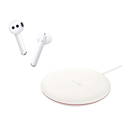 HUAWEI FreeBuds 3 - Auriculares Inalámbricos con Cancelación de Ruido Activa (Conexión Bluetooth Ultrarápida, Altavoz de 14 mm, Carga Inalámbrica) Color Blanco + Cargador inalámbrico