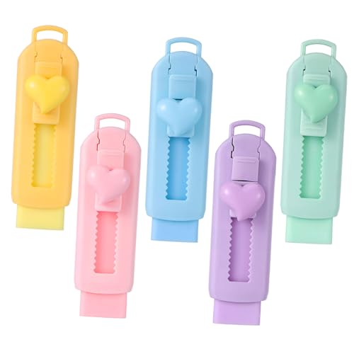 NIYANGLE 5 piezas Retractiles con Funda Dura de Colores Brillantes para Estudiantes Gomas de Borrar Portátiles para Exámenes y Papelería Escolar