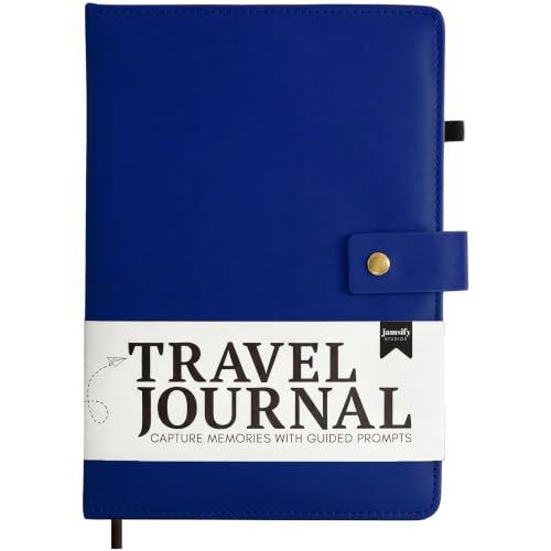 Image of Travel Journal with Prompts (Hardcover) 2nd Edition - Vegan Leather Adventure Essential - 2-Page-A-Day Travel Journal (40 Days) for Women Men Nonbinary - A5 Daily Diary & Traveler Notebook - Gift - Present - Royal Blue