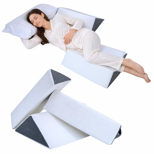 SJFFDP 3-Piece Positioning Wedge Pillow Set, Foam Bed Wedges for Side Sleeping, Medium-Firm Body...