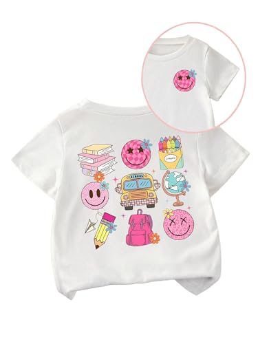 Image of WDIRARA Girl's Leopard Graphic T Shirt Crew Neck Short Sleeve Tee Shirts Cute Tops