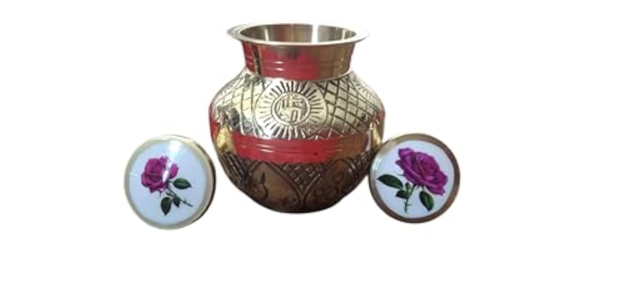 Decorative Brass Lota with Traditional Sun Pattern