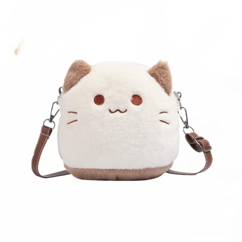 Plush Bag with Cat Design Shoulder Bag Handbag for Girls Novelty Kawaii Purse