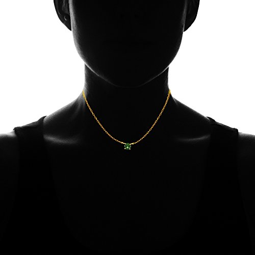 Yellow Gold Flashed Sterling Silver Small Dainty Round Solitaire Simulated Emerald Choker Necklace #TOP1