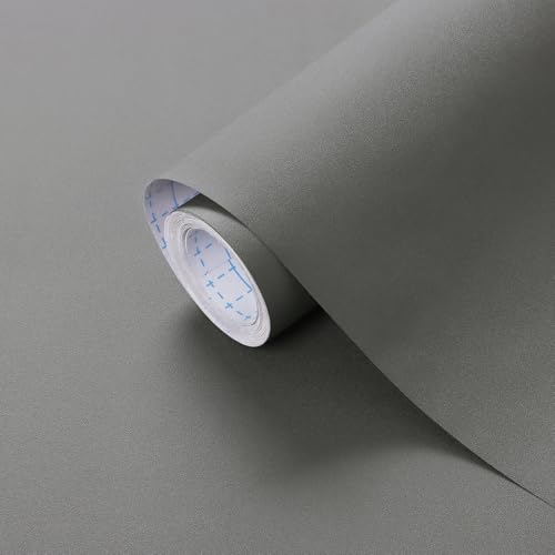 Heroad Peel and Stick Wallpaper Matte Light Gray Contact Paper for New Environmentally Friendly Materials Thickening Upgrade Increase Stomata Wallpaper for Countertops Bathroom Kitchen 23.6" x 393"