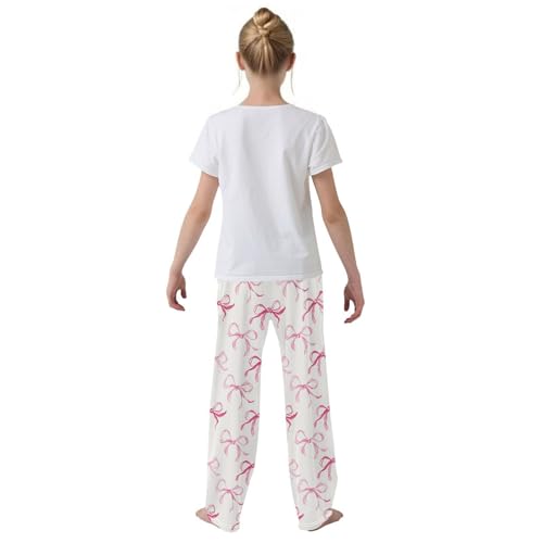 Pajama Bottoms, Ribbons Bows Pink Pajamas Pant Sleep Long Pants Lounge Wear Sleepwear Soft Pjs3