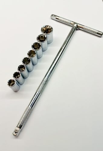 Image of 7mm 8mm 9mm 10mm 11mm 12mm 13mm and 14mm Sockets, T Handle with 1 /4 Drive with 8 Sockets, Hex Socket Spanner Set