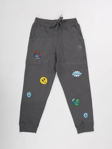 Image of KiddoPanti Boys Solid Fleece Track Pants | Cotton Poly Fleece Fabric | Ankle Length Bottom Rib | 2 Front Patch Pocket | Elastic Waist & Drawcord | Jogger Track Pants for Boys