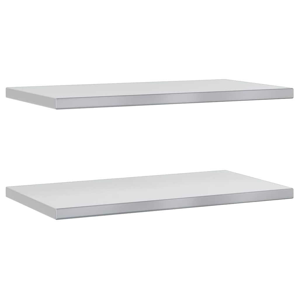 Estantes flotantes de pared de acero inoxidable, paquete de 2 unidades de 75 x 40 x 3 cm, solución de almacenamiento moderna para cocina, sala de estar, dormitorio y oficina, elegante diseño plateado
