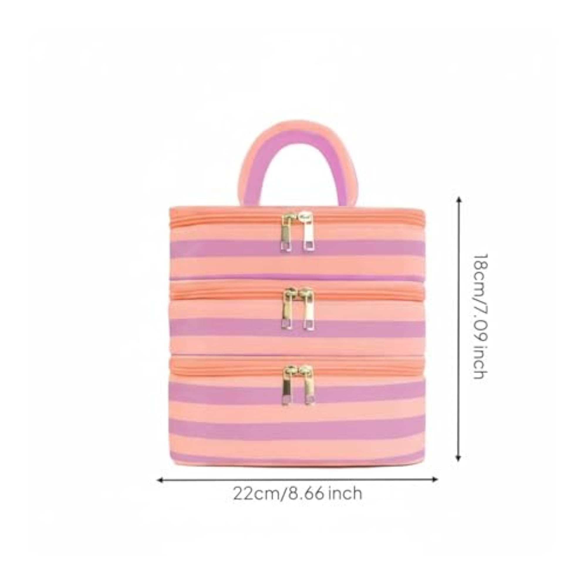 Double Zipper 3-Layer Makeup Case Multi-Purpose Portable Organizer
