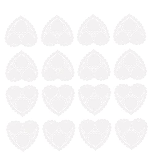 Alipis Heart Shape Lace Paper Doilies Cake Pad 200 Sheets Oil-absorbing for Baking Decorations