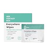 Her Fantasy Box | Everywhere Wipes – 100% Organic Cotton, Gentle & Refreshing, pH-Balanced, Fragrance-Free, Plant-Powered for Body, Face & Intimate Areas, Ideal for Sensitive Skin - 1 Pack, 15 Wipes