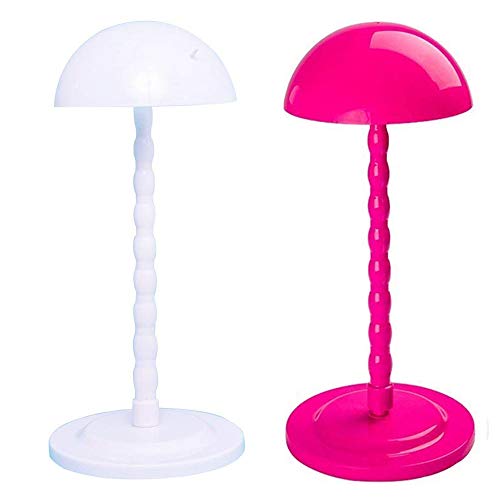 Wig Stand Stable Portable for Wigs and Hats Plastic Wig Hangers for Styling, Hat Stand Collapsible Display Holder Tool (White+Pink)