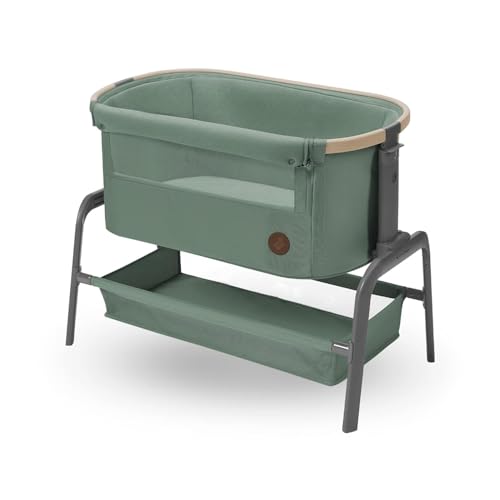 Maxi-Cosi Iora Beistellbett Baby, Faltbares Co-Sleeper, 0–6 Monate, max. 9 kg, 4 Neigungs- und 5 Höhenstufen, Leichtes Schieben, Bequeme Matratze, Großer Korb, Leicht zu Tragen, Beyond Green